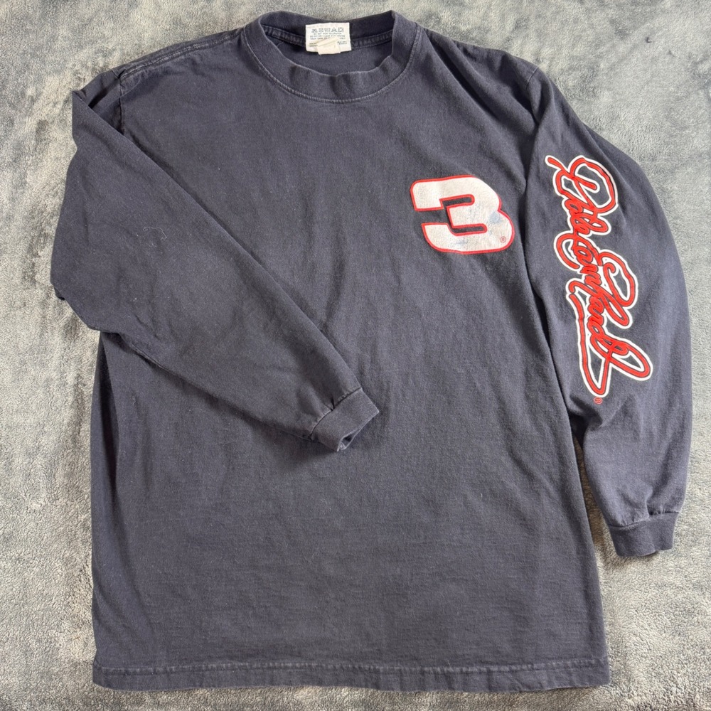 Vintage Dale Earnhardt NASCAR Long Sleeve Shirt XL The Intimidator Black No 3